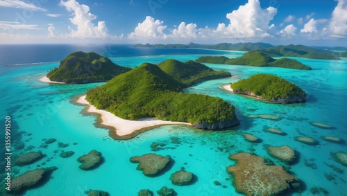 Aerial perspective of coral reef photo