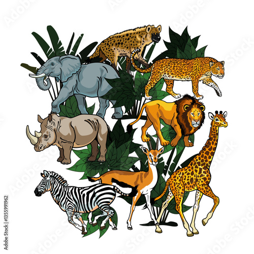 Set of Wild Animals Design Vector Illustration