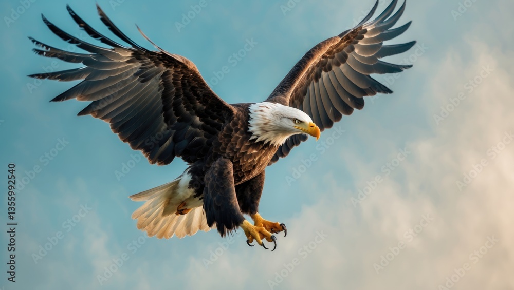 Obraz premium Bald Eagle performing aerial acrobatics