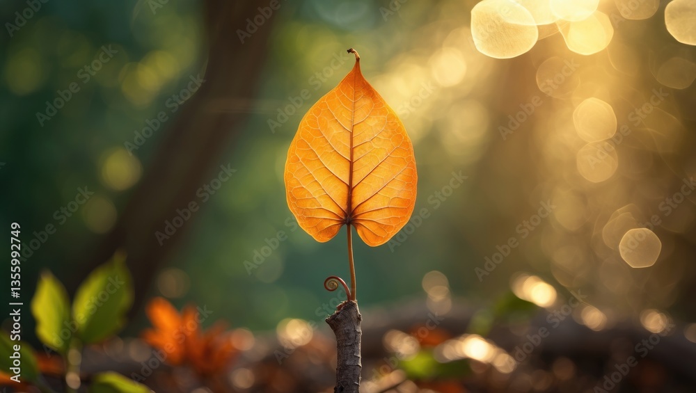 A vivid dry autumn leaf illuminated by golden sunlight and surrounded by a dreamy bokeh background. Ideal for seasonal designs, nature themes, and moments of tranquility. A vivid dry autumn leaf illuminated by golden sunlight and surrounded by a dreamy bokeh background. Ideal for seasonal designs, nature themes, and moments of tranquility.