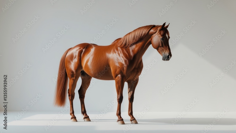 Obraz premium Bay horse on a white background, isolated.