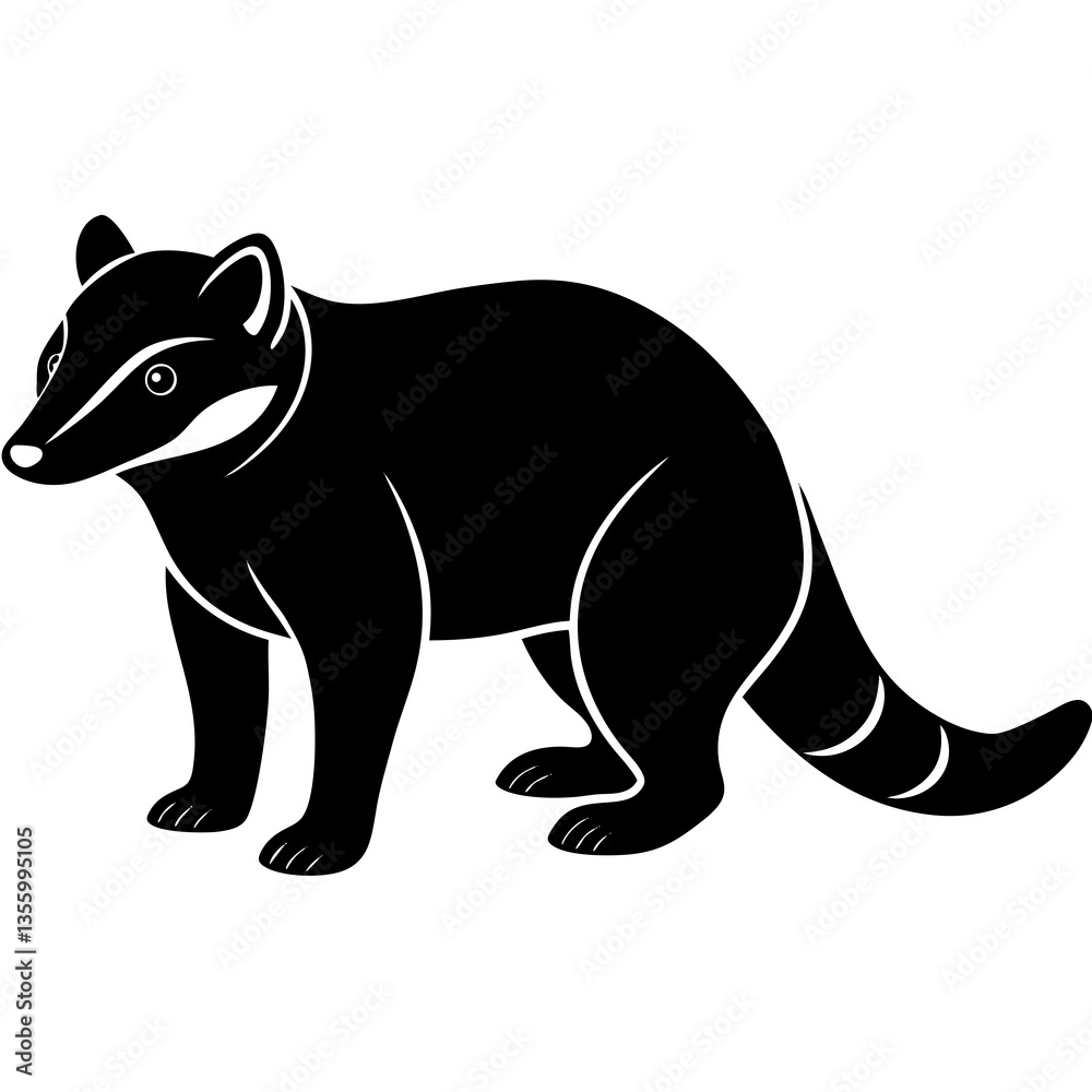 Coati silhouette vector black outline, white background Coati silhouette vector black outline, white background
