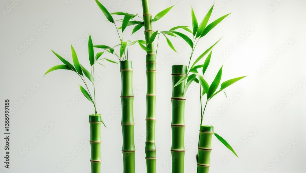 Obraz premium Branches of bamboo collection isolated on white background