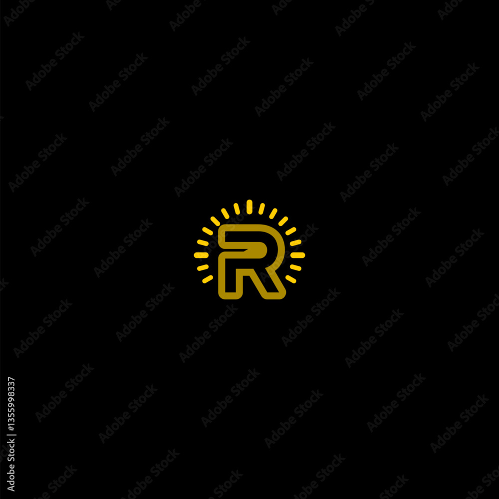 Fototapeta premium Electric letter R logo icon isolated on dark background