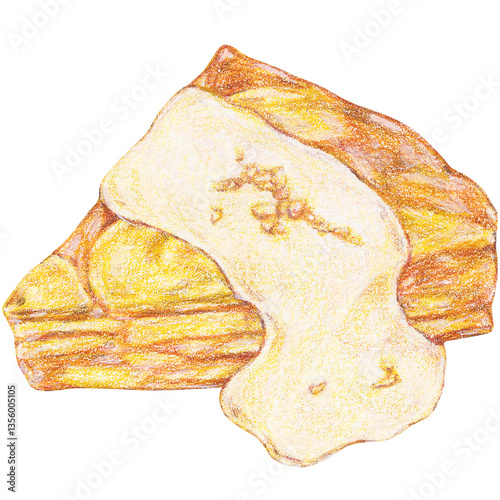 banh chuoi hap, steamed banana cake, popular vietnamese dessert handdraw style