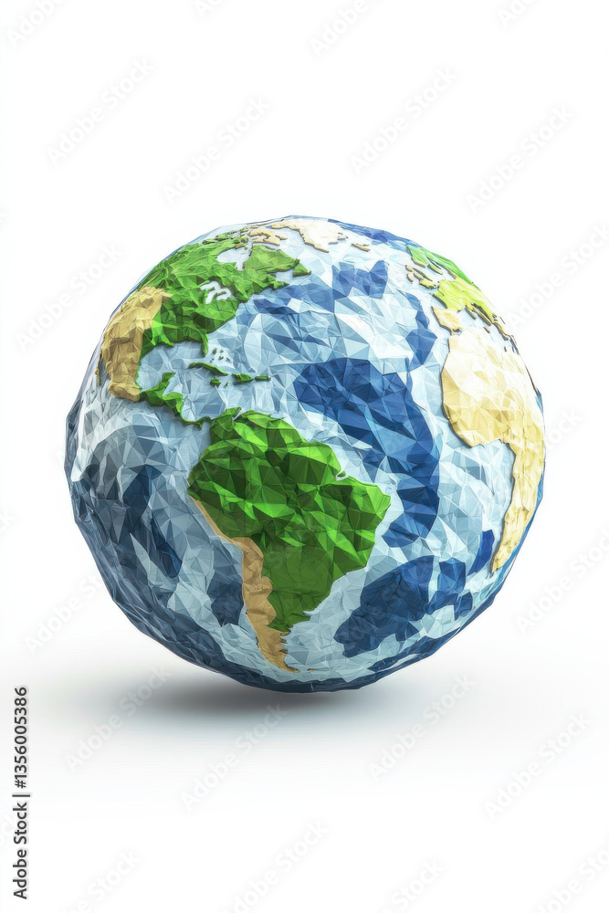 Abstract low polygonal earth model isolated on white background Abstract low polygonal earth model isolated on white background