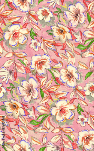 Wallpaper Mural seamless floral pattern Torontodigital.ca