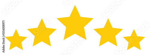 Five stars customer rating review icon. Flat design for apps and websites