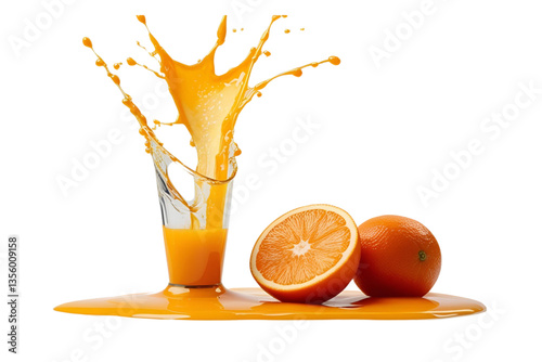 orange juice splash, oranges, white background, isolated, no background