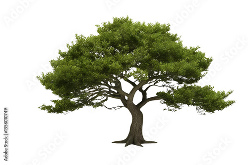 green tree, lush foliage, white background, isolated, no background