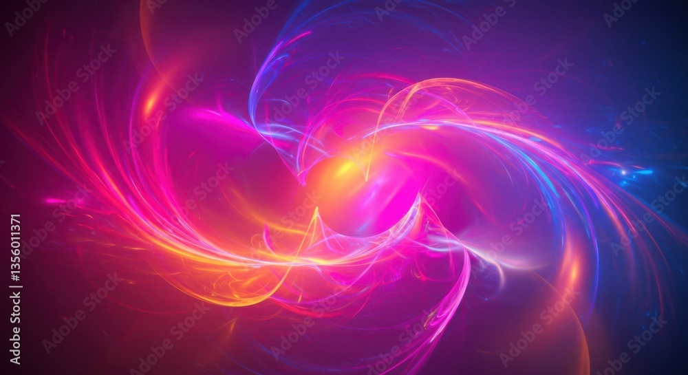 Fototapeta premium Neon Pink and Yellow Energy Swirl