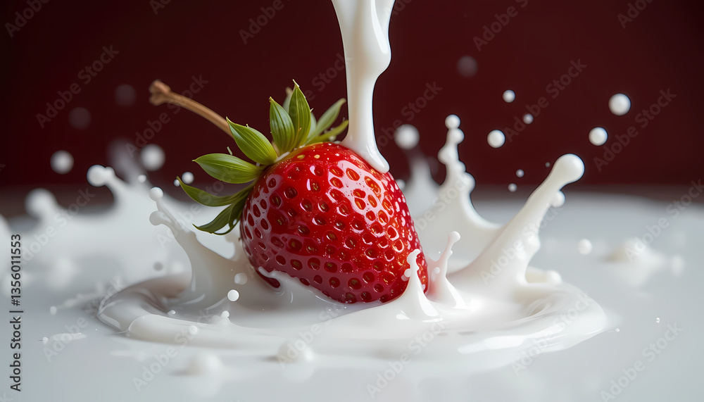 Obraz premium strawberry in milk splash