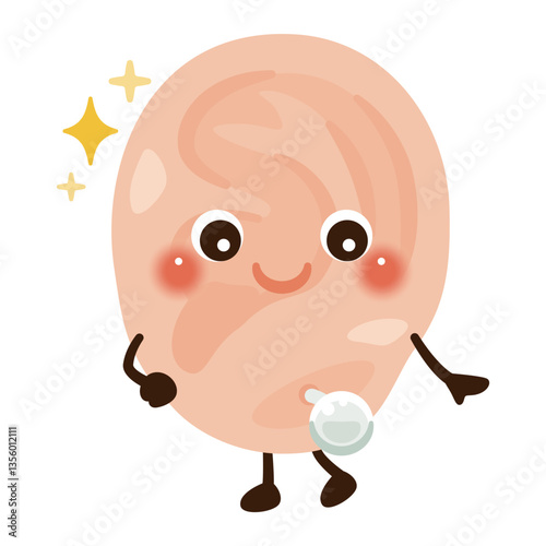 アクセサリーをした耳のキャラクターイラスト