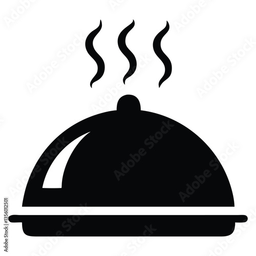  "Covered Dish with Steam Icon: Dining Symbol"
