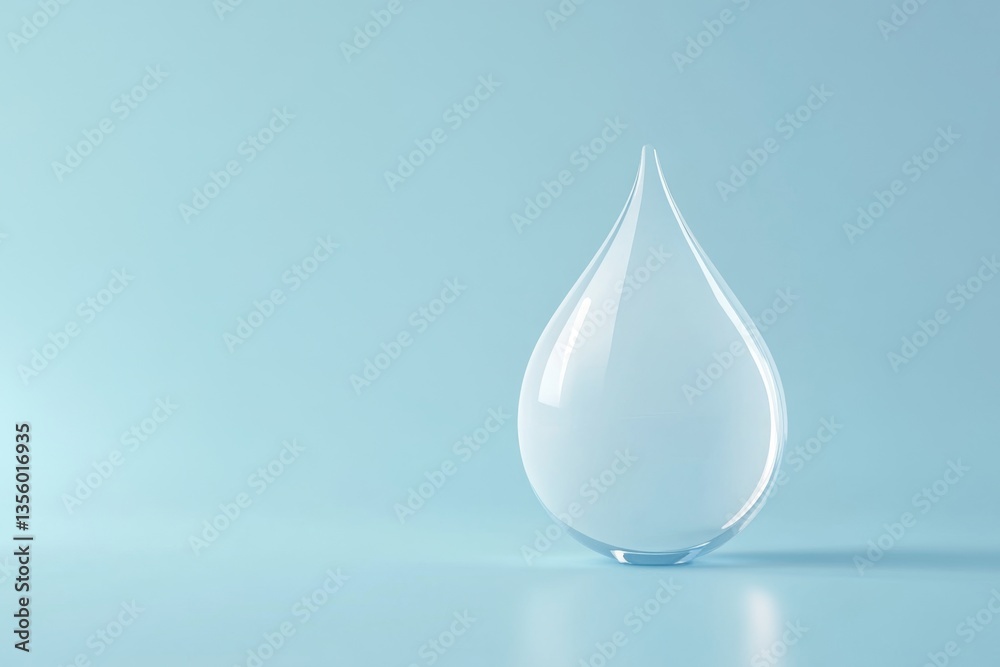 Single transparent water drop on blue background. Single transparent water drop on blue background.