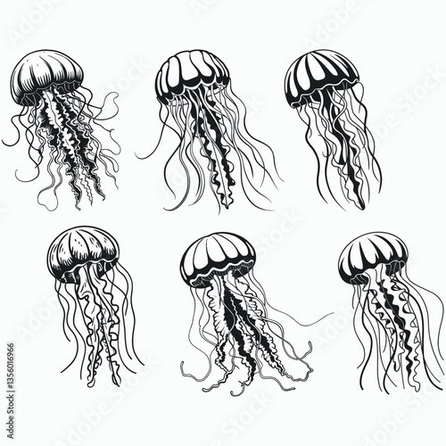 Jellyfish Svg, Jellyfish Clipart, Jellyfish Png, Jellyfish Vector, Jellyfish Silhouette, Sea Animal Svg, Sea Animal Clipart, Ocean Clipart