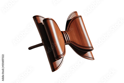 brown hair bow, hairpin, white background, isolated, no background