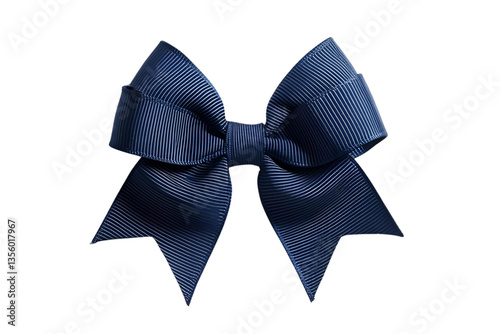 navy blue ribbon bow, classic style, white background, isolated, no background