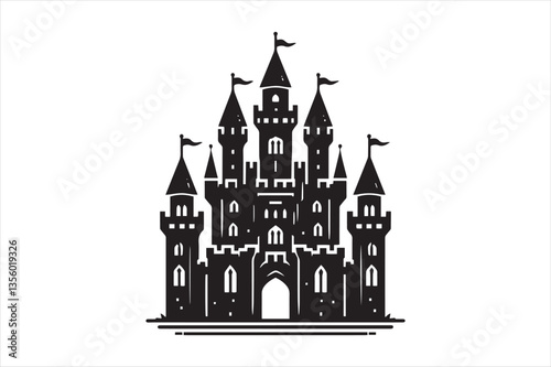 Ancient Fortress Silhouette with Battlements