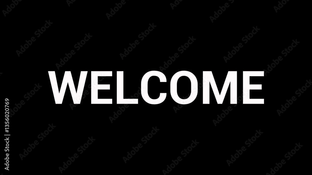 3d render text motion welcome white font of a black background