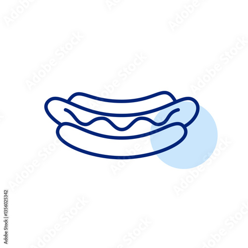 Hot dog in buns. Fast food and takeaway. Pixel perfect, editable stroke vector icon