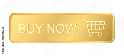 Gold Buy Now Button, Golden Luxury rounded rectangle badge for VIP Customer, Vector Button design for premium online store Certificate label tag or badge for store website