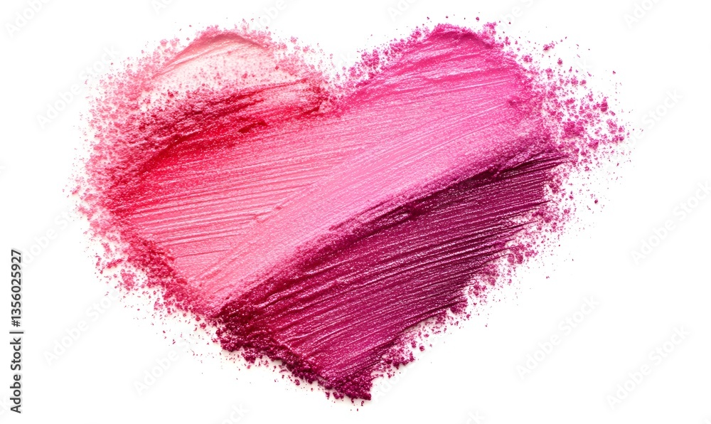 gradient pink heart-shaped Lipstick marks swatch on a white background, Generative AI gradient pink heart-shaped Lipstick marks swatch on a white background, Generative AI