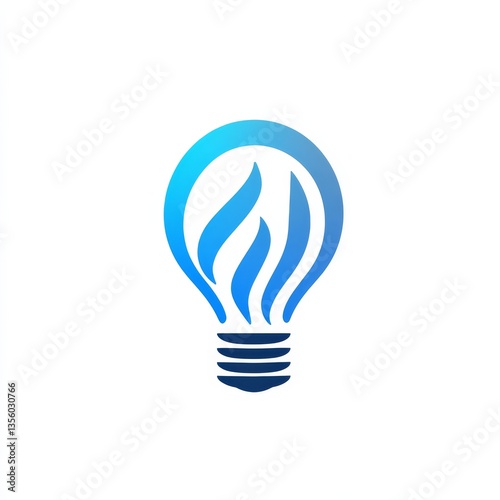 Creative Light Bulb Logo with Blue Flames Inside Symbolizing Innovative Ideas and Energy Efficient Solutions