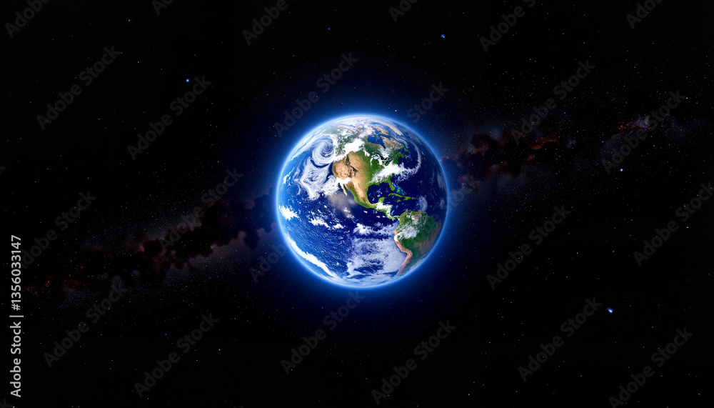 Obraz premium Vibrant Earth from space against dark void, cosmic beauty