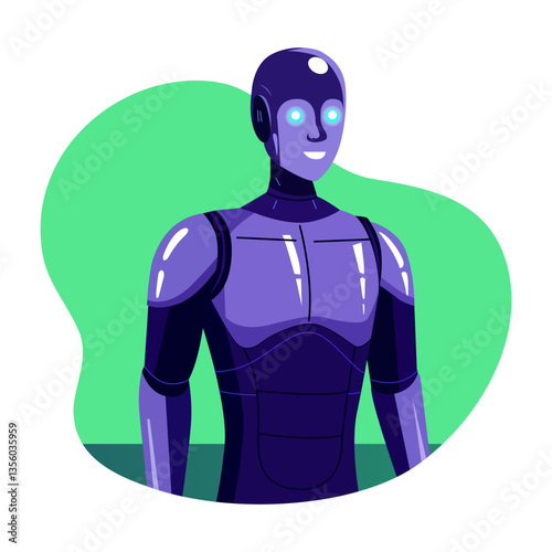 A flat style illustration of humanoid robot 