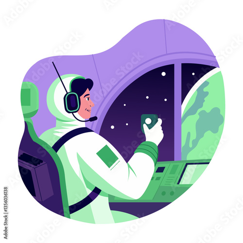 A flat style illustration of a space astronaut 
