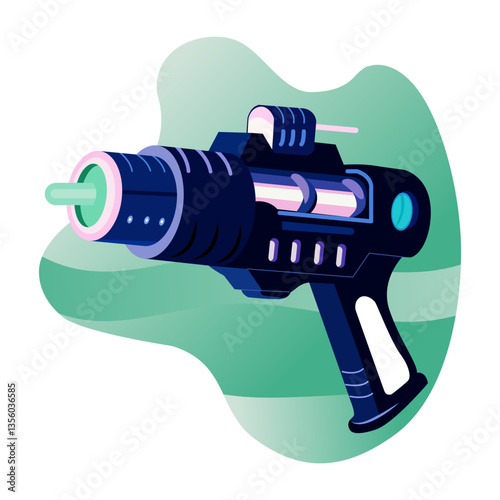 Flat style illustration of space laser gun 