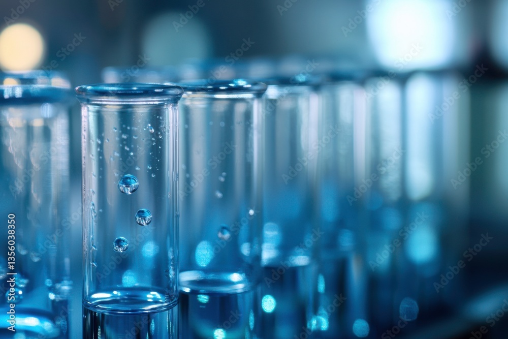 test tubes with blue liquid