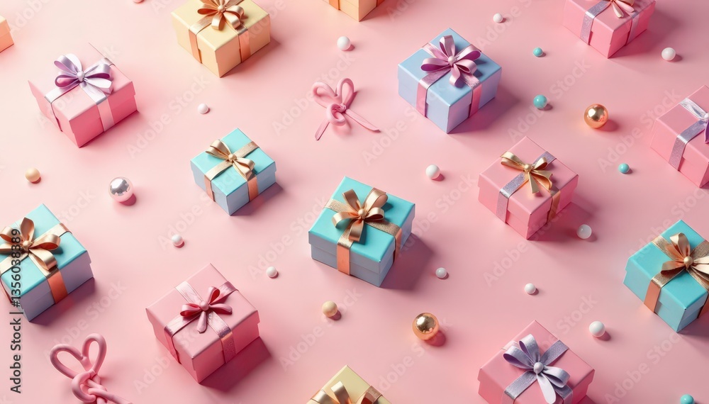 Elegant repeating gift box pattern, pastel colors, delicate, pastel, ornate Elegant repeating gift box pattern, pastel colors, delicate, pastel, ornate