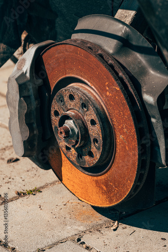 Photos Rusty old car brake disc