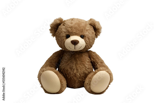 brown teddy bear, plush toy, white background, isolated, no background