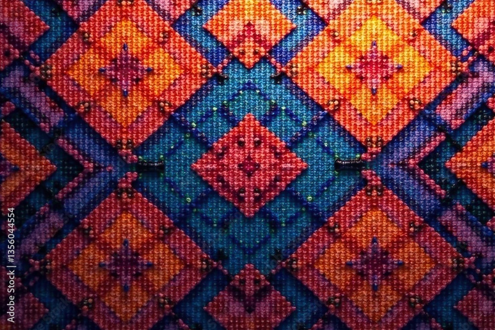 Geometric shapes forming a repeating design on fabric , curve, color, textile