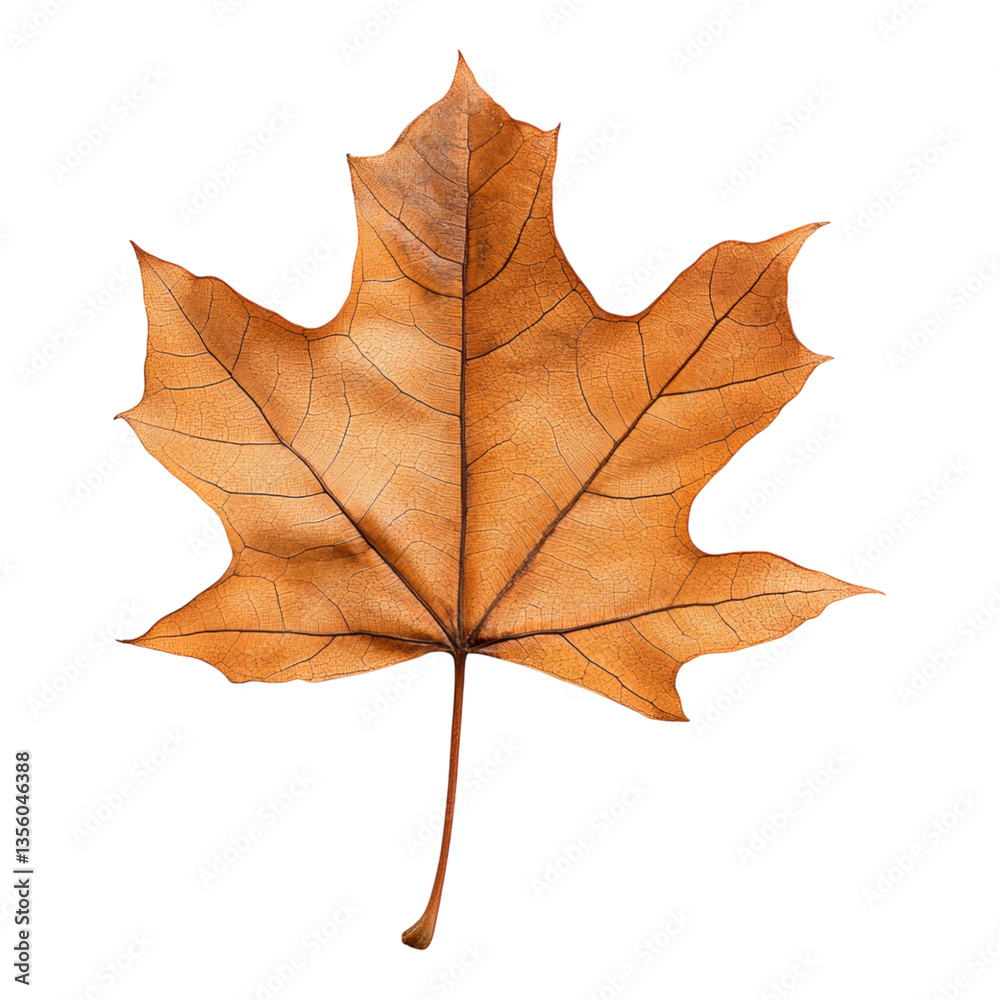 Obraz premium Autumn Maple Leaf on White Displaying Detail