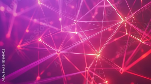 Glowing nodes and connections in a digital network, symbolizing interconnected technology and innovation.