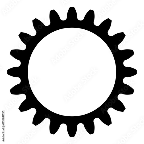 Gear shape icon. Black vector sign. Engineering symbol