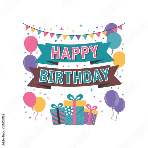 happy birthday card with balloons