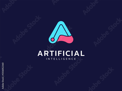Artificial intelligence with circuit board lines in Triangle shape technology Analysis logo vector design concept. AI technology logotype symbol for advance technology, ui, identity, new tech, robot.