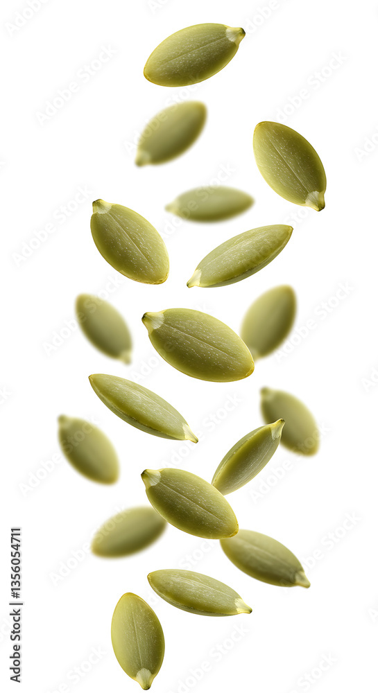 Flying pumpkin seeds on a white background
Flying pumpkin seeds on a white background