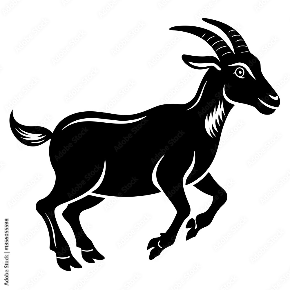 Obraz premium Running goat silhouette vector