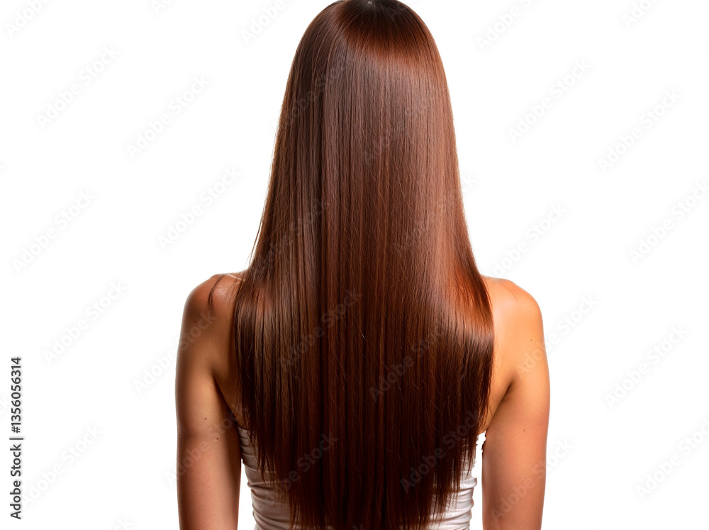 Naklejka premium Woman with long, straight, and shiny brown hair