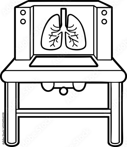 A simple illustration of a medical lung model on a table, showcasing the structure of human lungs in a clear and educational manner.
