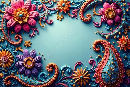 Intricate paisley pattern, flowing seamlessly across the frame , fabric, persian