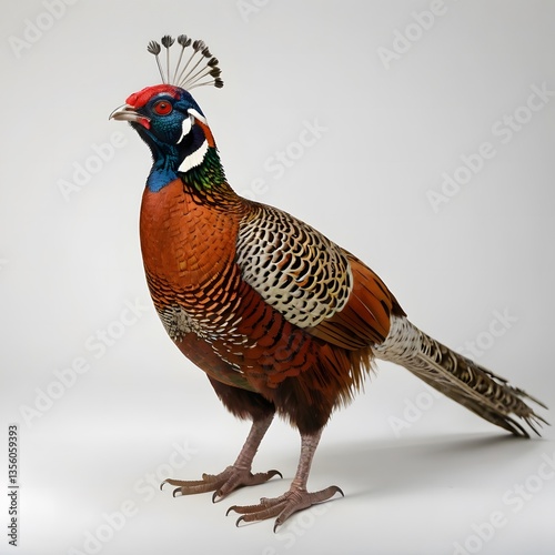 Wallpaper Mural standard Great Argus Pheasant right side view. Full figure visible, flat white background, no shadows, head and legs visible, ultra detailed, photorealistic 400mm lens, low angle Torontodigital.ca