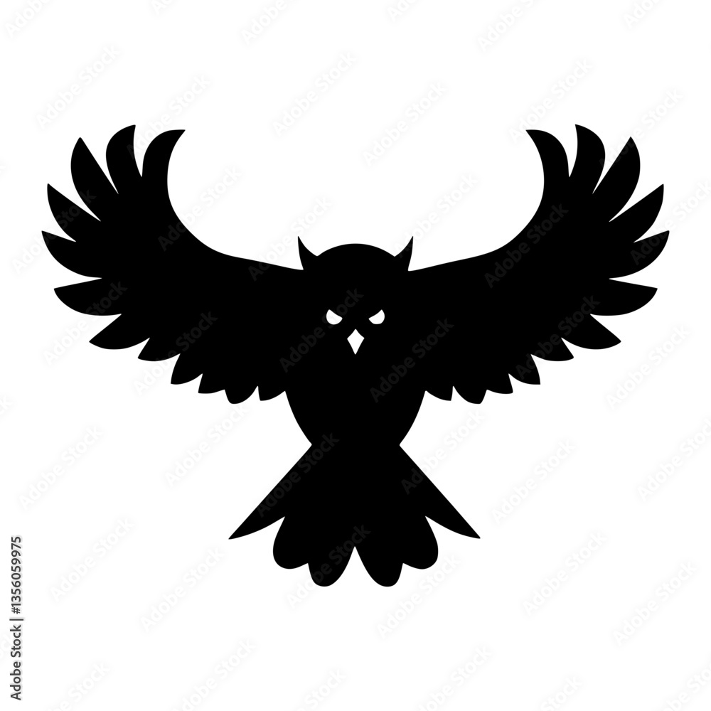 Obraz premium Black Owl Silhouette Vector Graphic
