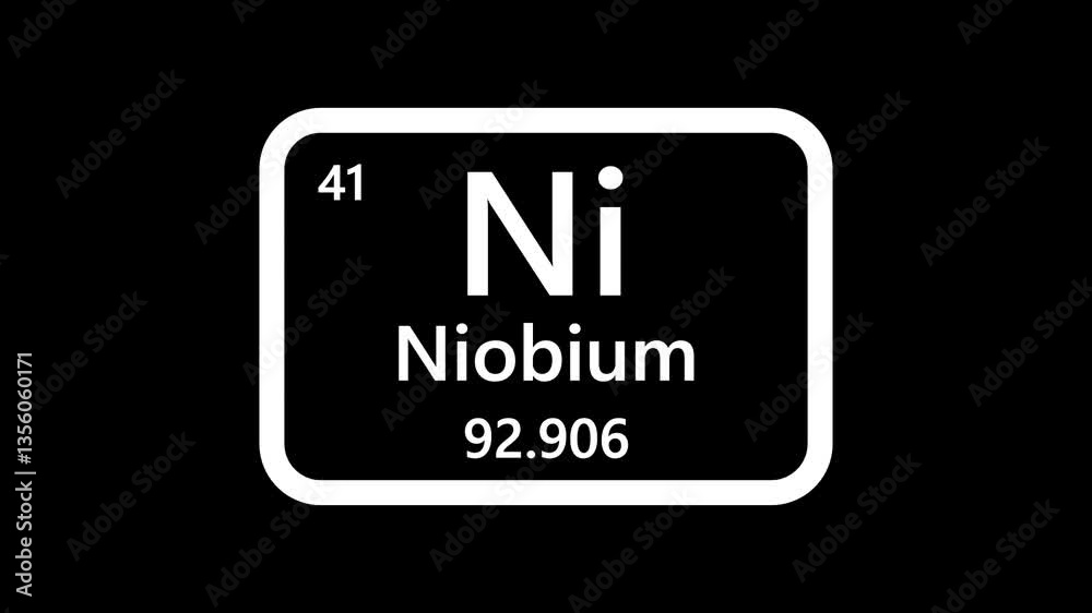 Niobium element icon, Periodic table element Niobium icon. Element of the periodic table of the Mendeleev system icon animation. Niobium element icon, Periodic table element Niobium icon. Element of the periodic table of the Mendeleev system icon animation.